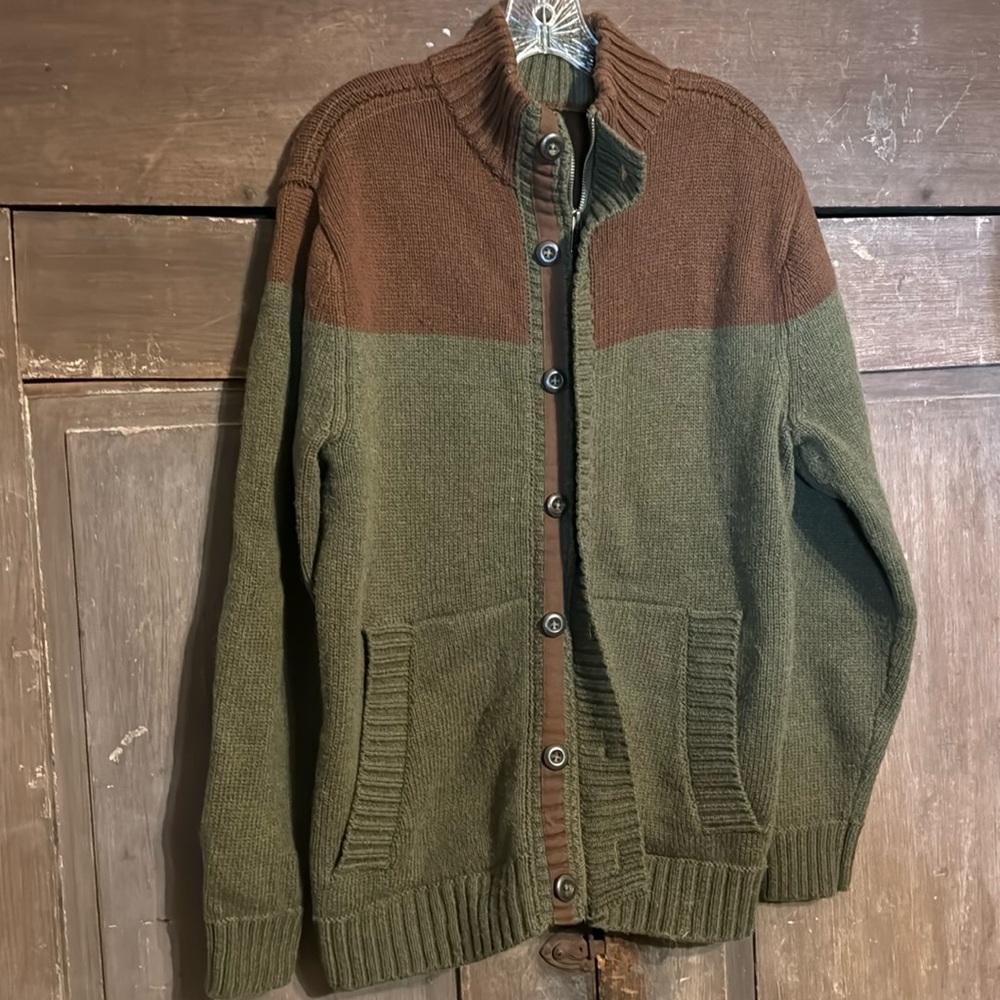 NORTH FACE zip button front sweater jacket mens large